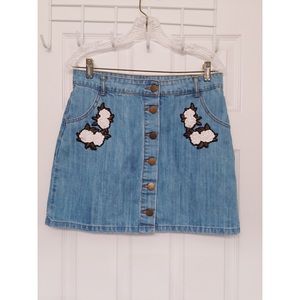 Forever 21 Embroidery Jean Skirt